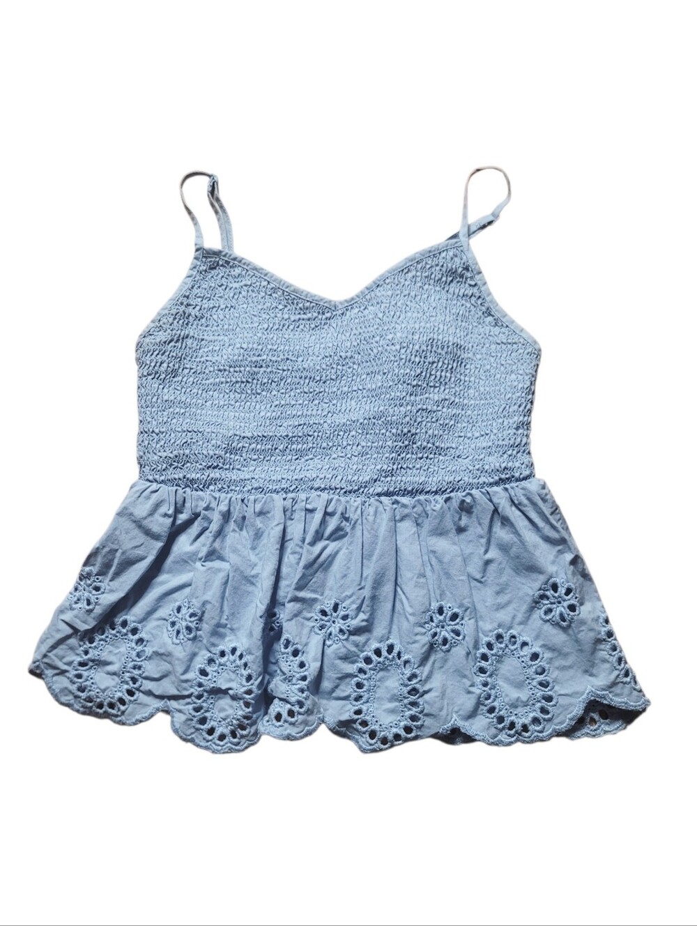 No Boundaries Eyelet Babydoll Tank XS